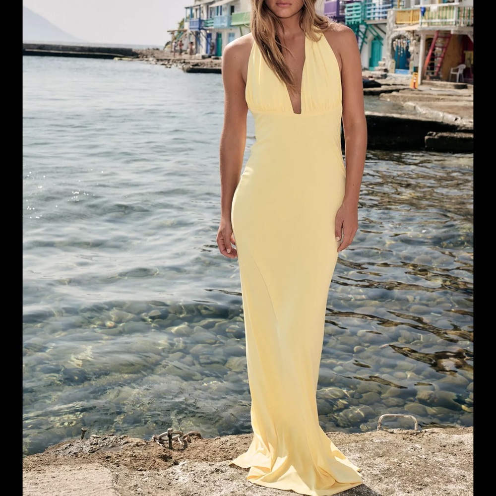 Zara Elegant Yellow Maxi Dress